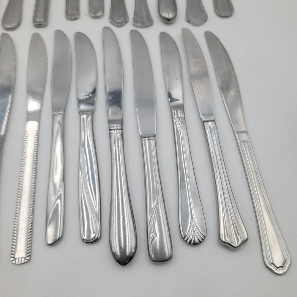 30 Piece Mixed Mismatched Dinner Knives Stainless Flatware Crafts Garden Art